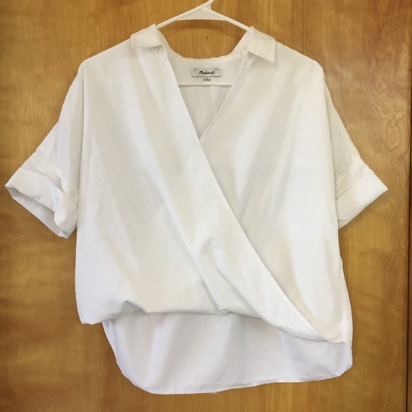 Madewell Tops - Madewell White Drape Front Courier Shirt Size M
